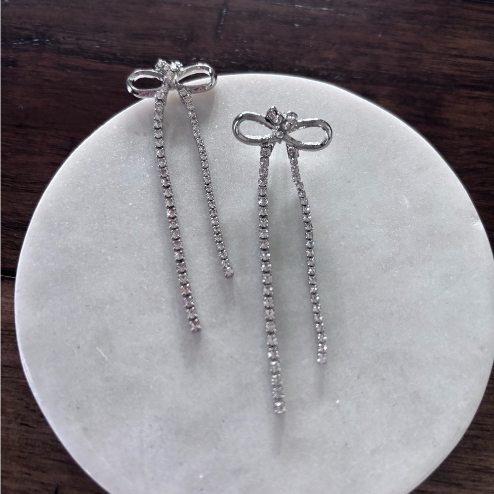 Saks Fifth Avenue Silver Bow Dangle Earrings